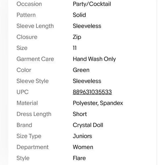 NWT Crystal Doll Juniors Embellished Fit & Flare Party Dress, Seafoam, Sz 11 $69 - Picture 10 of 10